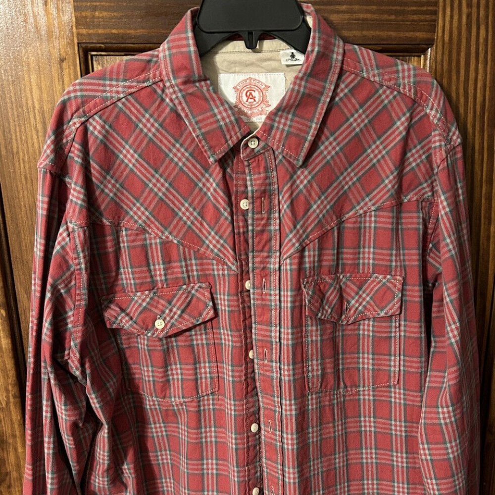 Vintage Christian Audigier Button Up Shirt Red Plaid Flip Cuff